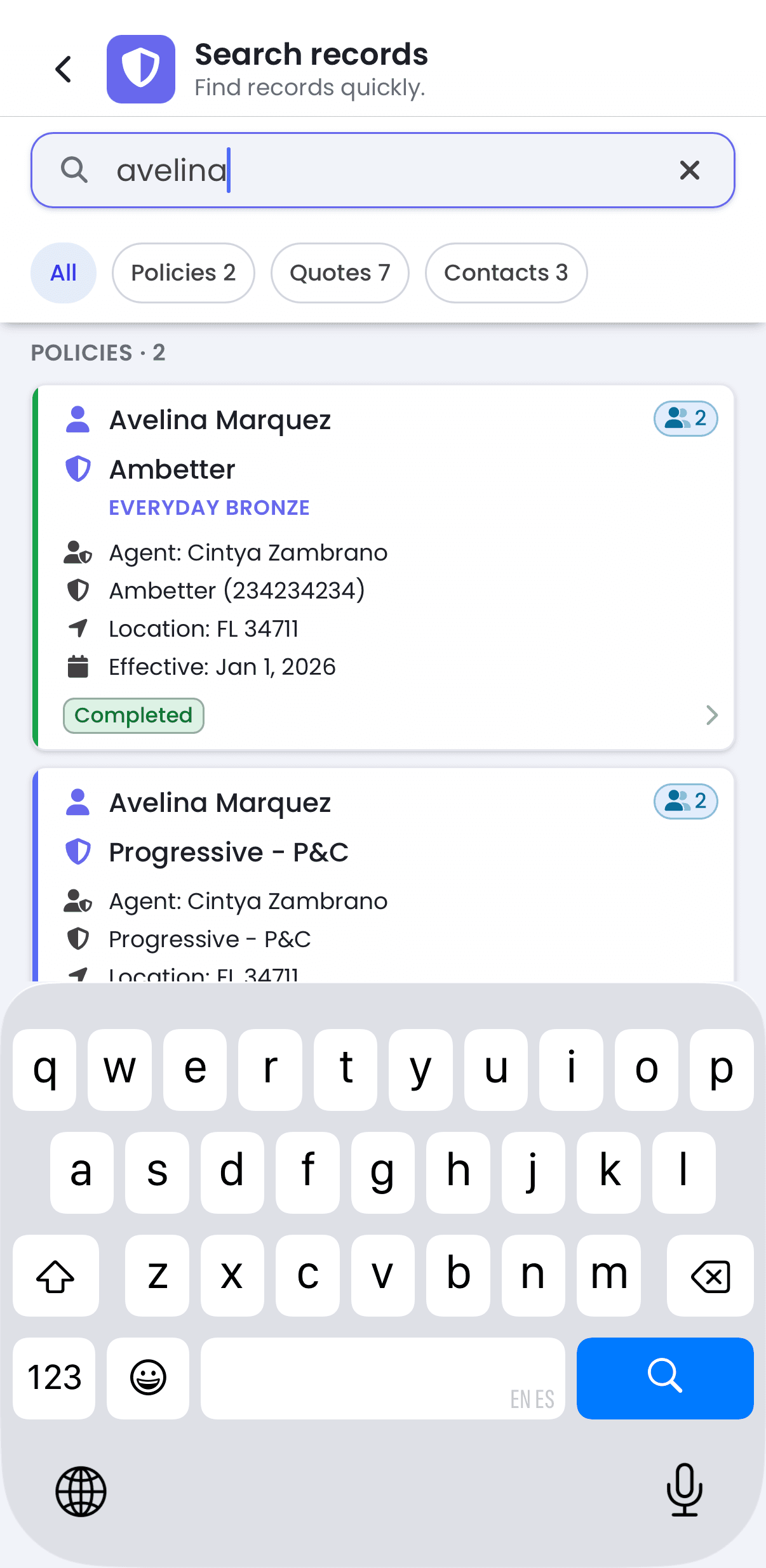 Búsqueda de registros en Apizeal Connect